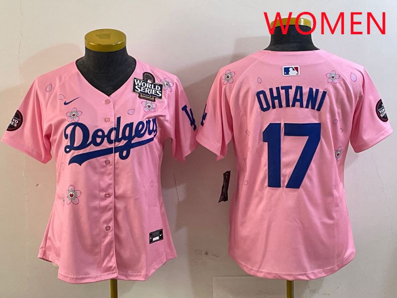 Women Los Angeles Dodgers #17 Ohtani Pink Sakura Edition 2025 Nike MLB Jersey style 24